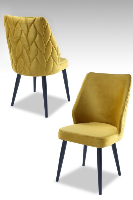 Set scaune 2 piese, Hanah Home, Pufi, PAL, Galben/Negru