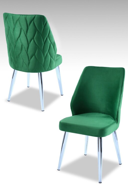 Set scaune 2 piese, Hanah Home, Pufi, PAL, Verde/Crom