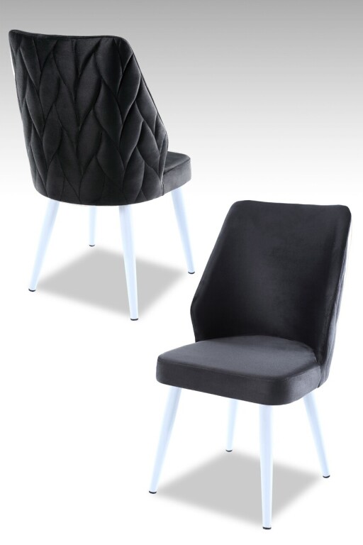 Set scaune 4 piese, Hanah Home, Pufi, PAL, Antracit/Alb