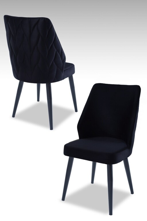 Set scaune 4 piese, Hanah Home, Pufi, PAL, Negru