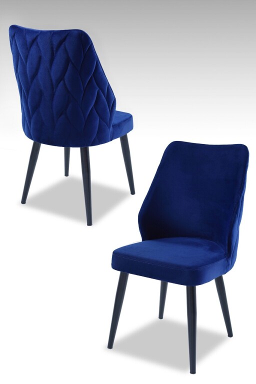 Set scaune 4 piese, Hanah Home, Pufi, PAL, Sax Albastru / Negru