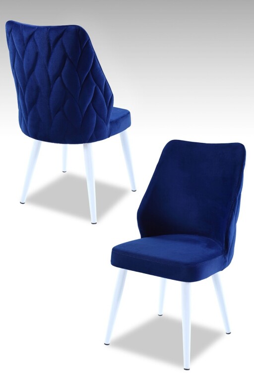 Set scaune 4 piese, Hanah Home, Pufi, PAL, Sax Albastru / Alb