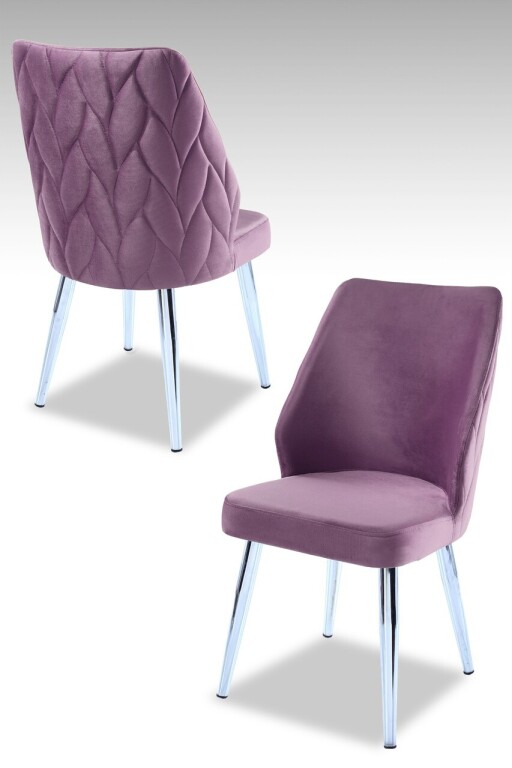 Set scaune 4 piese, Hanah Home, Pufi, PAL, Liliac / Crom