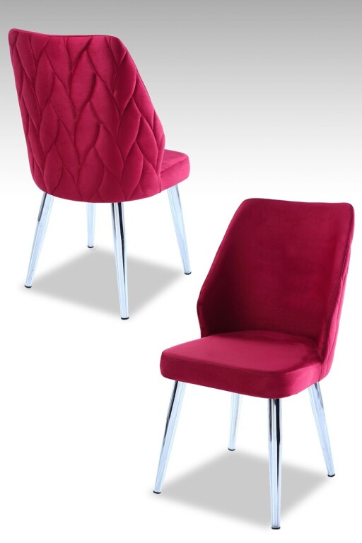 Set scaune 4 piese, Hanah Home, Pufi, PAL, Caramiziu / Crom