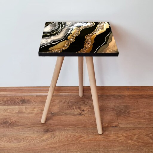 Masuta, Hanah Home, Shp292, Negru / Auriu / Alb