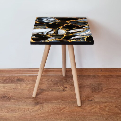 Masuta, Hanah Home, Shp99, Negru / Auriu / Alb