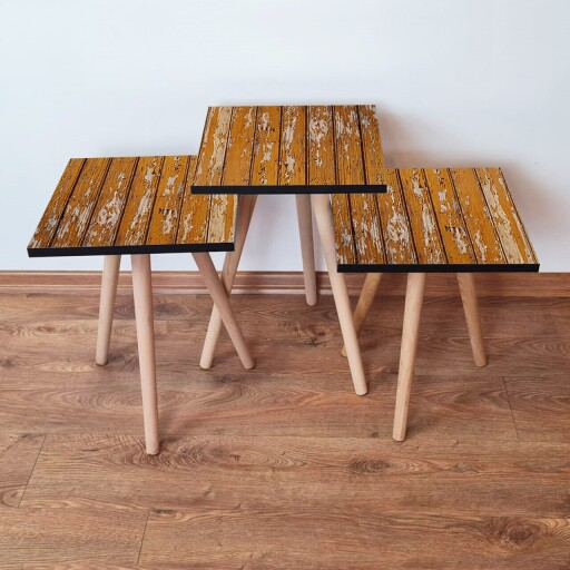 Set masute 3 piese, Hanah Home, 3Shp343, Cămilă / Bej