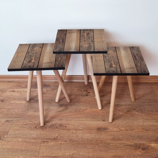 Set masute 3 piese, Hanah Home, 3Shp355, Maro