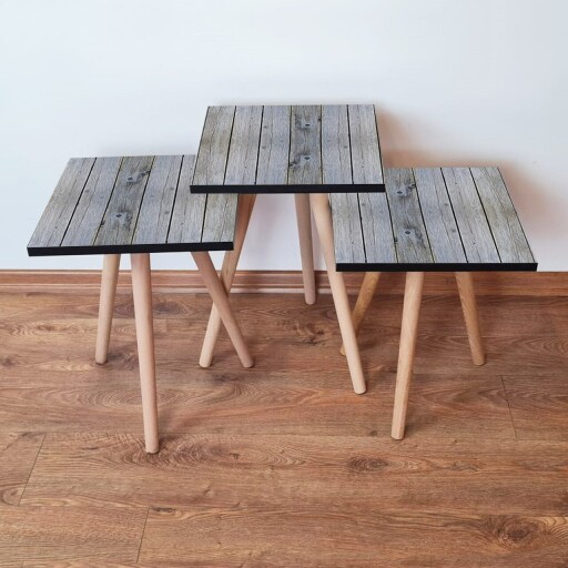 Set masute 3 piese, Hanah Home, 3Shp363, Gri