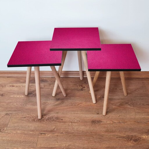 Set masute 3 piese, Hanah Home, 3Shp366, Fucsia