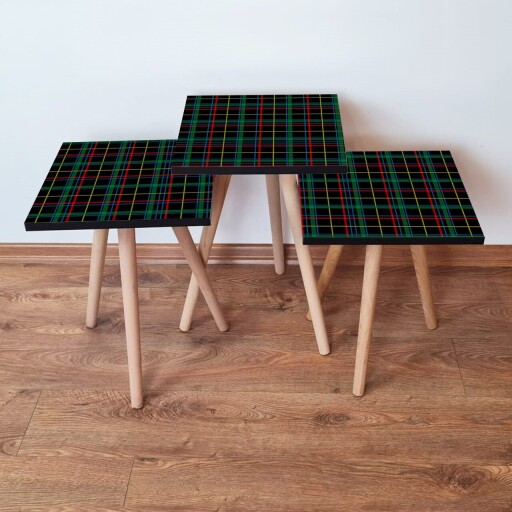 Set masute 3 piese, Hanah Home, 3Shp367, Negru / Roșu / Verde / Galben