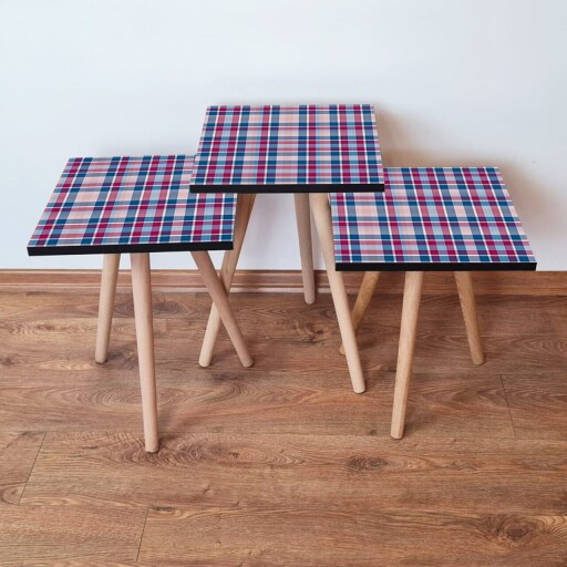 Set masute 3 piese, Hanah Home, 3Shp368, Fuchsia / Albastru / Roz