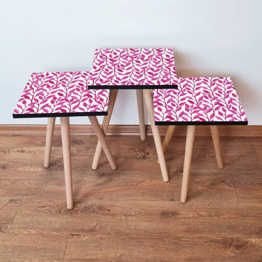 Set masute 3 piese, Hanah Home, 3Shp378, Fucsia/Alb