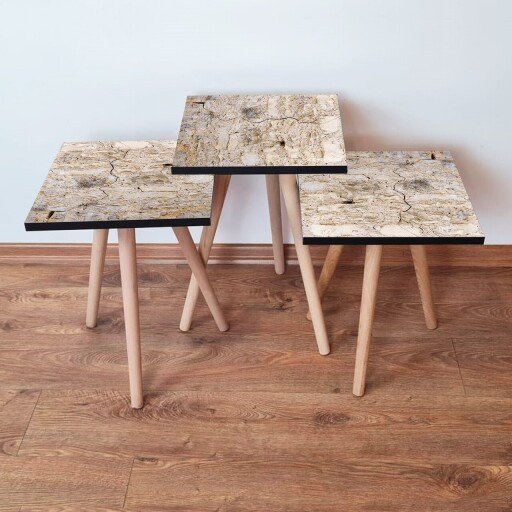 Set masute 3 piese, Hanah Home, 3Shp67, Bej