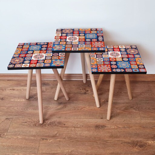 Set masute 3 piese, Hanah Home, 3Shp7, Multicolor