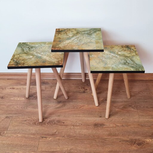 Set masute 3 piese, Hanah Home, 3Shp70, Verde / Bej