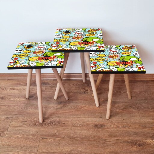 Set masute 3 piese, Hanah Home, 3Shp9, Multicolor