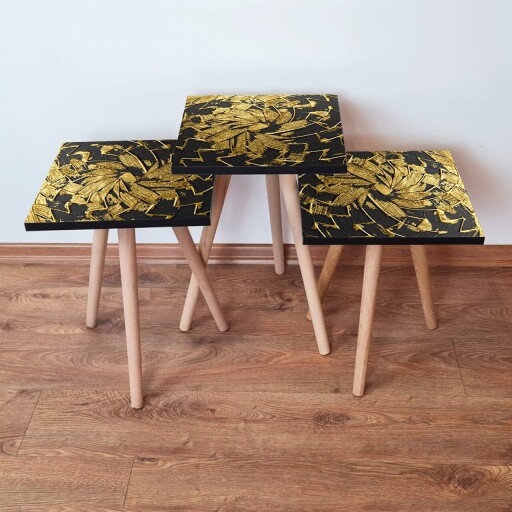 Set masute 3 piese, Hanah Home, 3Shp93, Negru