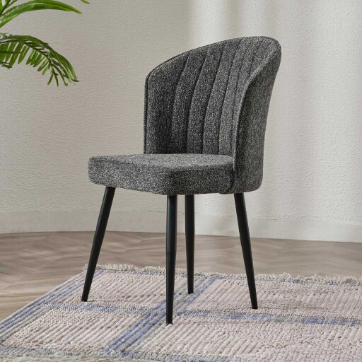 Set scaune 2 piese, Hanah Home, Rubi, Antracit / Negru