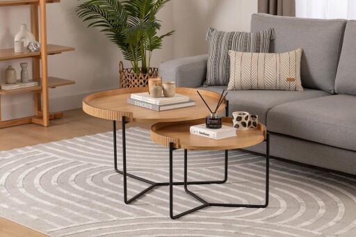 Set masute 2 piese, Hanah Home, Mandy, Natural