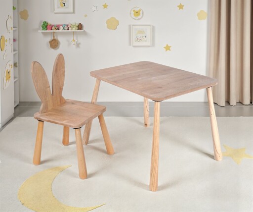 Set masa si scaun pentru copii, Hanah Home, BLTYZ-AKTV059, Stejar