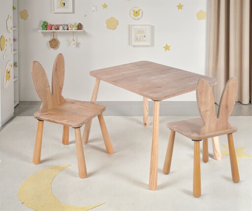 Set masa si scaun pentru copii, Hanah Home, BLTYZ-AKTV059-1, Stejar