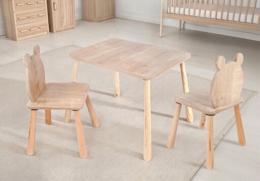 Set masa si scaun pentru copii, Hanah Home, BLTYZ-AKTV063-1, Stejar