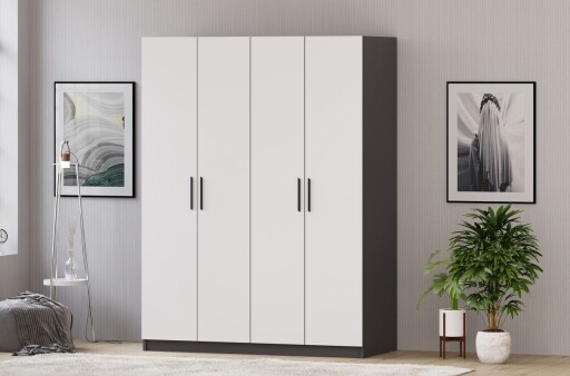 Dulap pentru haine, Hanah Home, Rb-183-01, Alb mat / Antracit