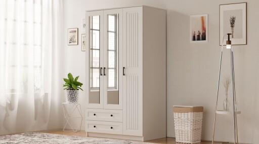 Dulap pentru haine, Hanah Home, Rb-073, Alb mat