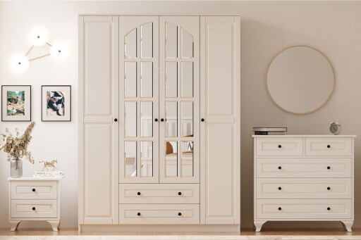 Set dormitor pentru copii, Hanah Home, Rb-015, Alb mat