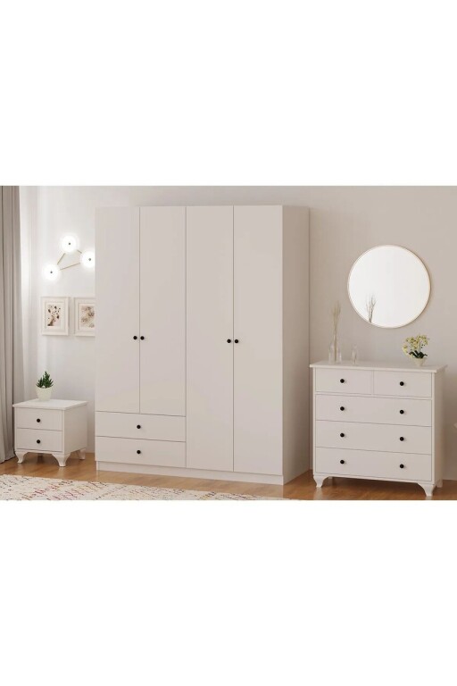 Set dormitor pentru copii, Hanah Home, Rb-068, Alb mat