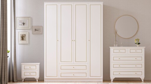 Set dormitor pentru copii, Hanah Home, Rb-081, Alb mat