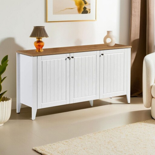 Consola, Hanah Home, Tuval 067, Stejar / Alb