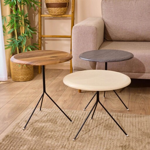 Set masute 3 piese, Hanah Home, Tuval 071, Maro / Antracit / Crem