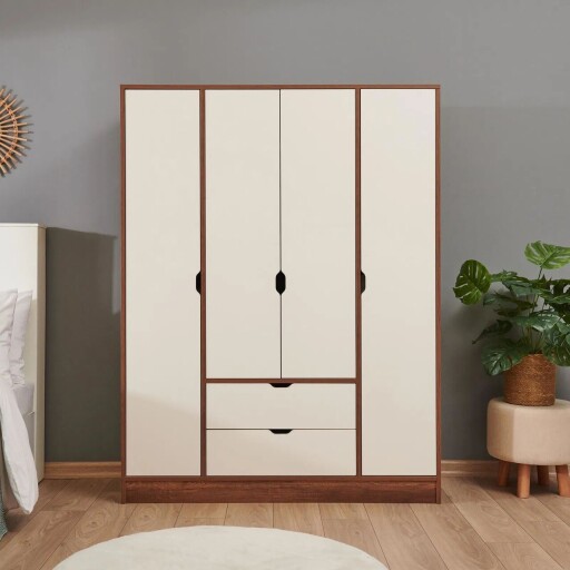 Dulap pentru haine, Hanah Home, Tuval 062, Nuc / Piatră Lunii