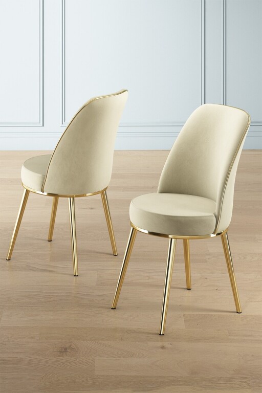 Set scaune 2 piese, Hanah Home, Pefa, Crem / Aur