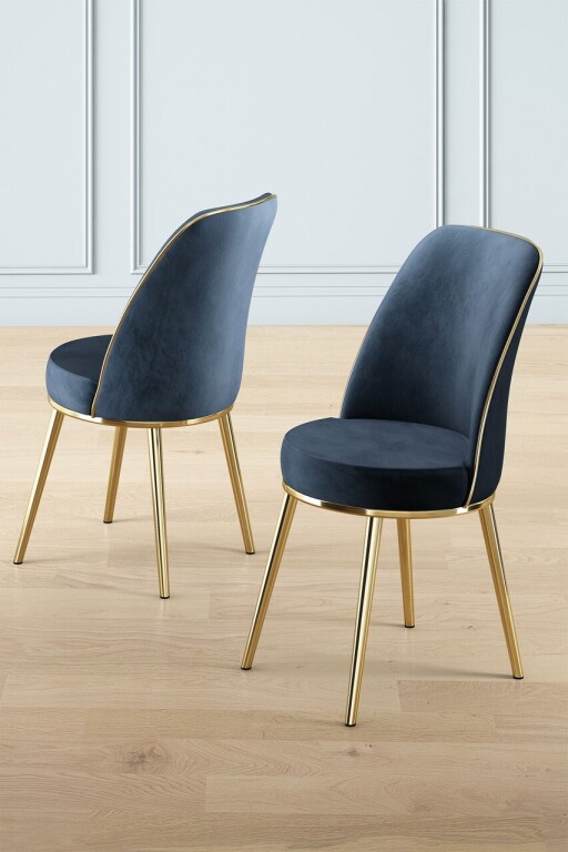 Set scaune 4 piese, Hanah Home, Pefa, Antracit / Aur