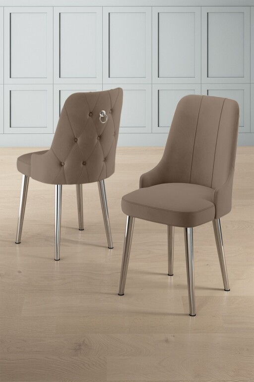 Set scaune 2 piese, Hanah Home, Newa, Cappuccino / Chrome