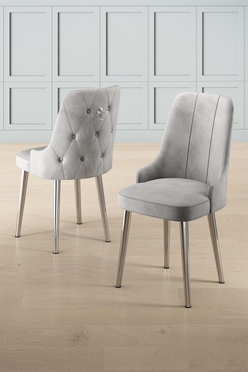 Set scaune 2 piese, Hanah Home, Newa, Gri/Crom