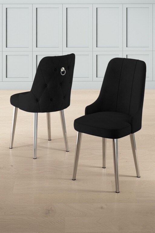 Set scaune 2 piese, Hanah Home, Newa, Negru / Crom