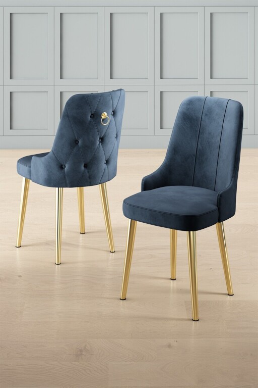 Set scaune 4 piese, Hanah Home, Newa, Antracit / Aur