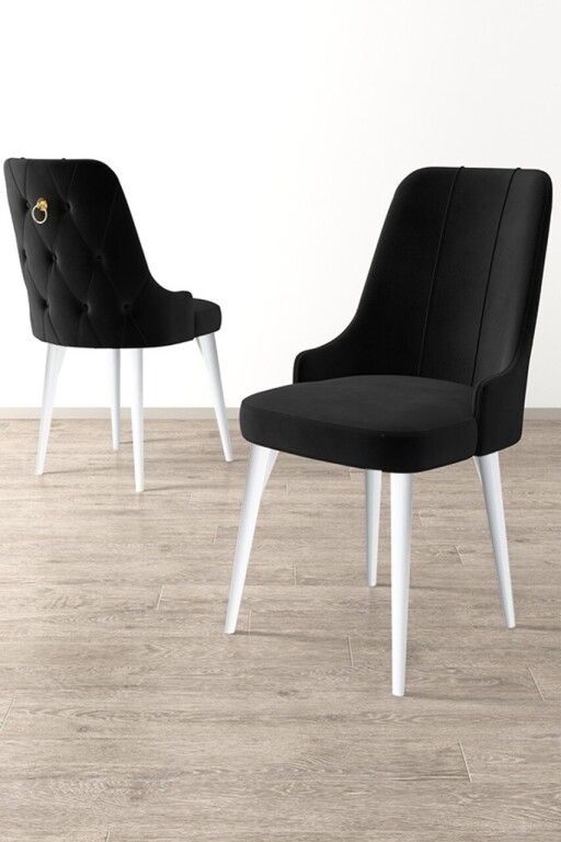 Set scaune 4 piese, Hanah Home, Newa, Alb/Negru