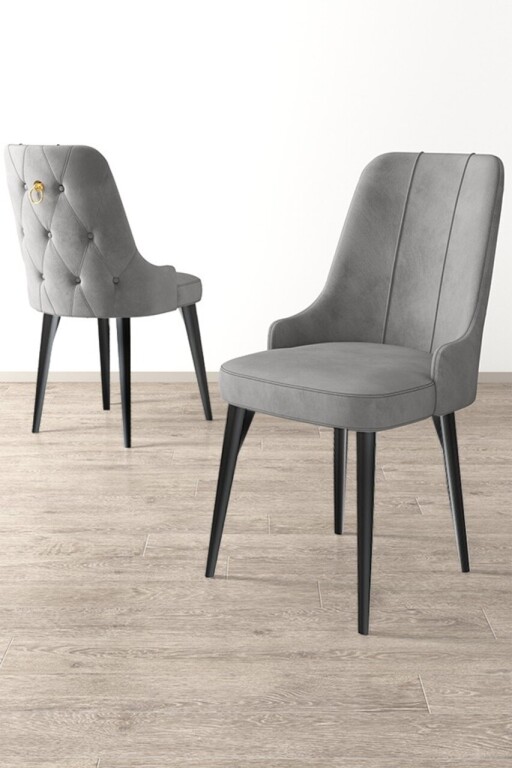 Set scaune 4 piese, Hanah Home, Newa, Gri/Negru