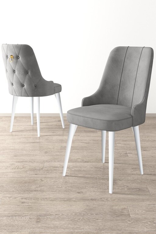 Set scaune 2 piese, Hanah Home, Newa, Gri/Alb