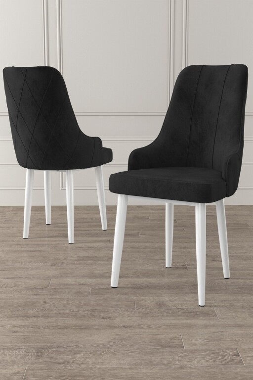 Set scaune 4 piese, Hanah Home, Trex, Alb/Negru