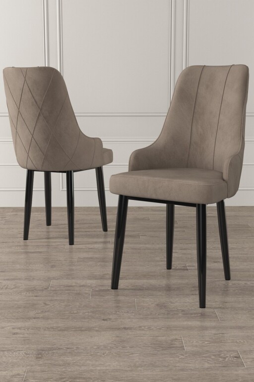 Set scaune 4 piese, Hanah Home, Trex, Cappuccino / Negru