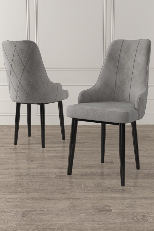 Set scaune 4 piese, Hanah Home, Trex, Gri/Negru