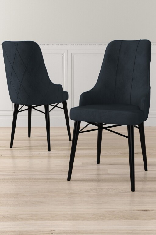 Set scaune 2 piese, Hanah Home, Neta, Antracit / Negru