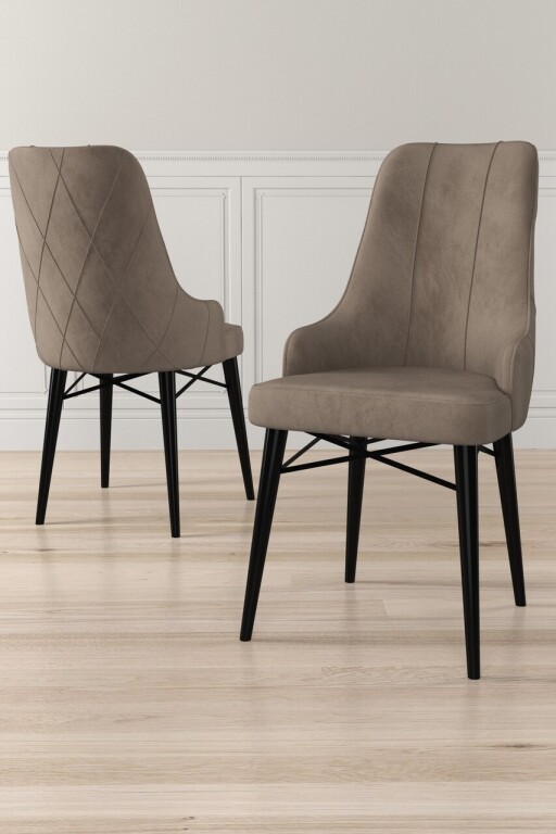 Set scaune 2 piese, Hanah Home, Neta, Cappuccino / Negru