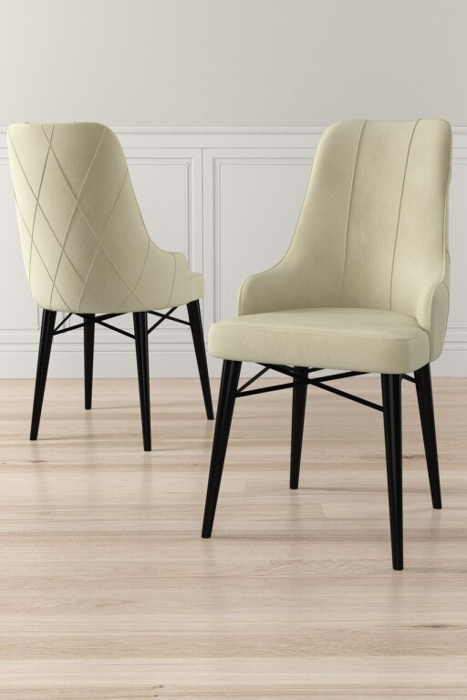 Set scaune 2 piese, Hanah Home, Neta, Crem/Negru